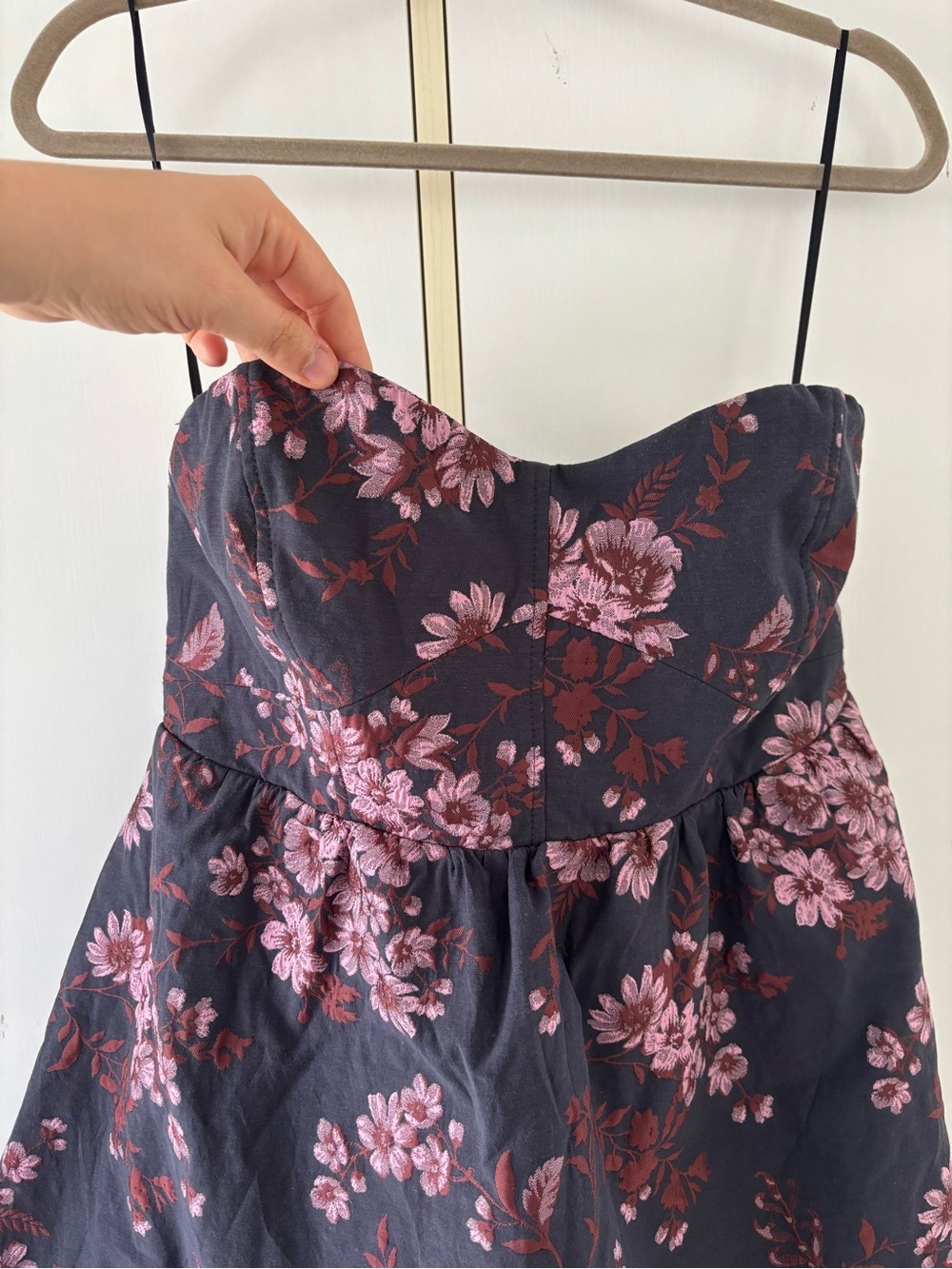 Free People Matilda Floral Strapless Babydoll Mini Dress Size L Event Night Out - Picture 3 of 13